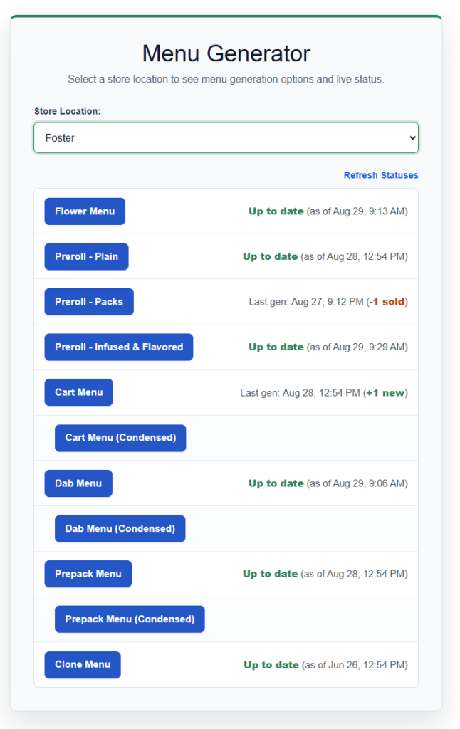 Menu generator plugin interface